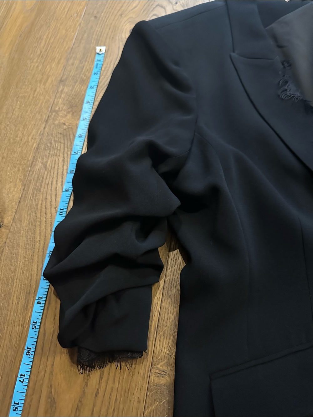 Cinq a Sept Black Asymmetric Lace-Trim Blazer - Picture 11 of 16